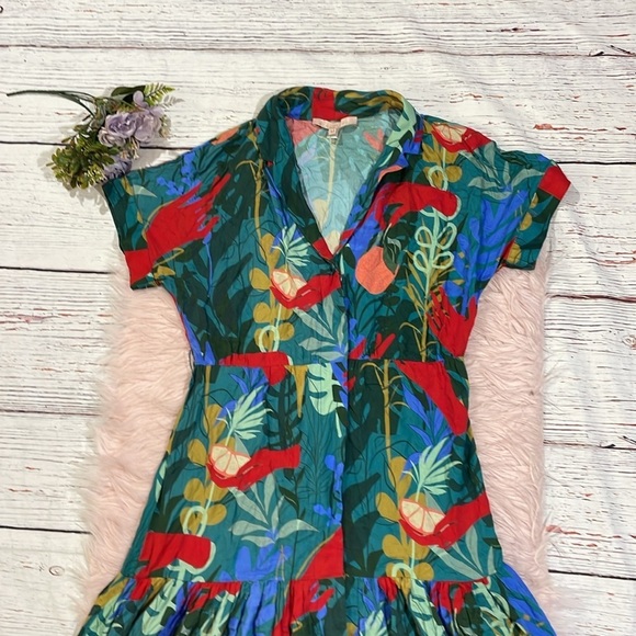 Hutch Tropical Print Maxi Dress - Blue and Red - Picture 5 of 12